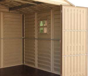 Duramax WoodSide 10 x 8 Plastic Garden Shed with 3 Fixed Windows & Metal Foundation Kit - Durable Storage Solution - Image 4