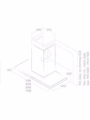 Cooker Hood Elica THIN-70 70cm Box Chimney Cooker Hood - Image 2